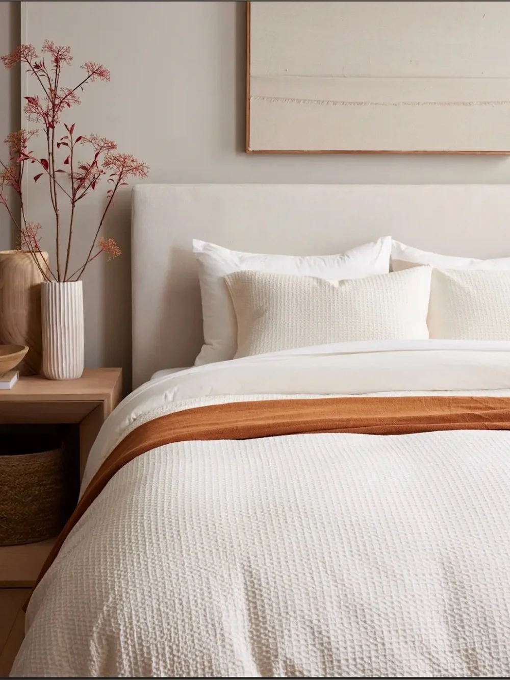 New! Quince Organic Luxe Honeycomb Duvet Cover Set With 2 Shams in Undyed